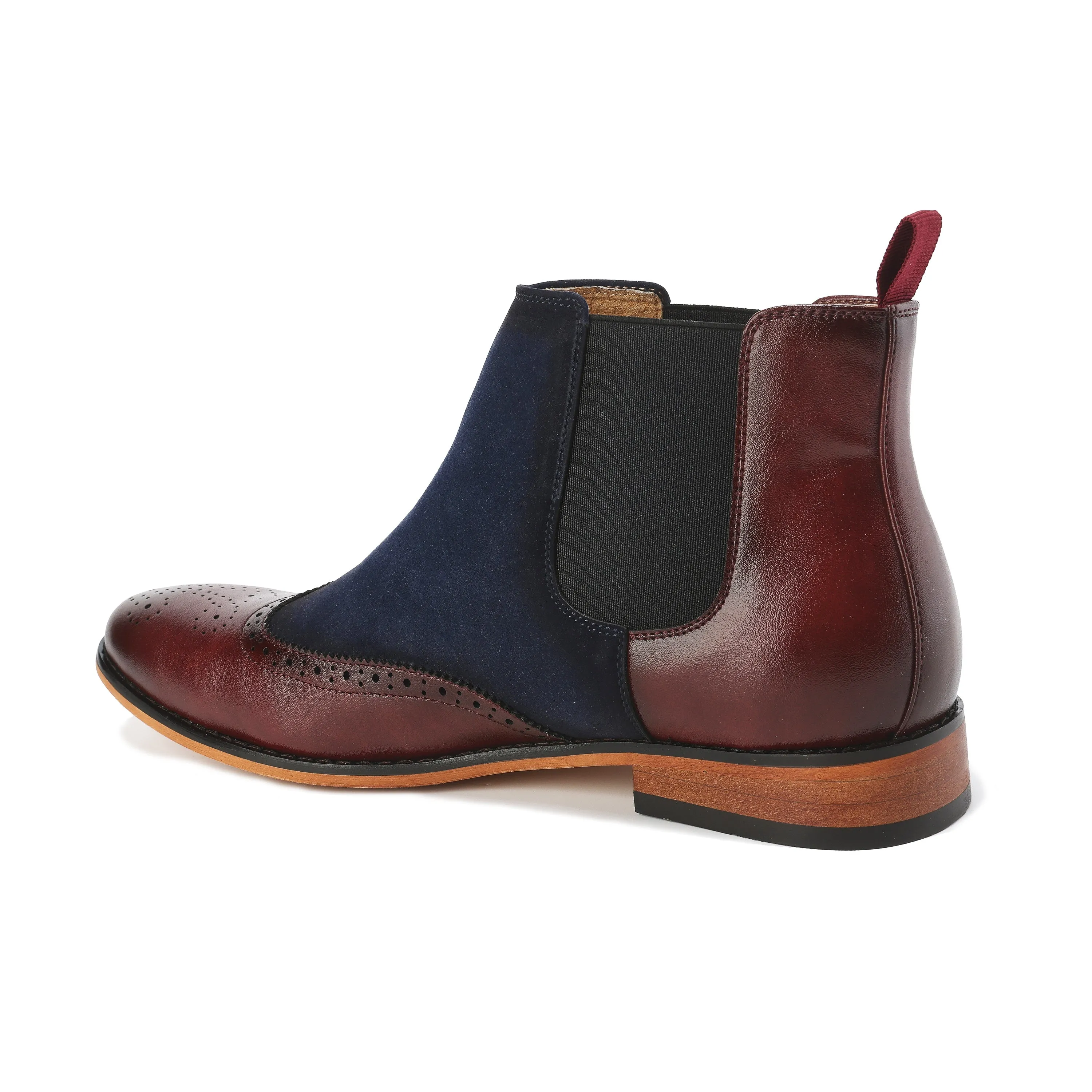 Gino Vitale Men's Wingtip Brogue Two-Tone Chelsea Boots  
