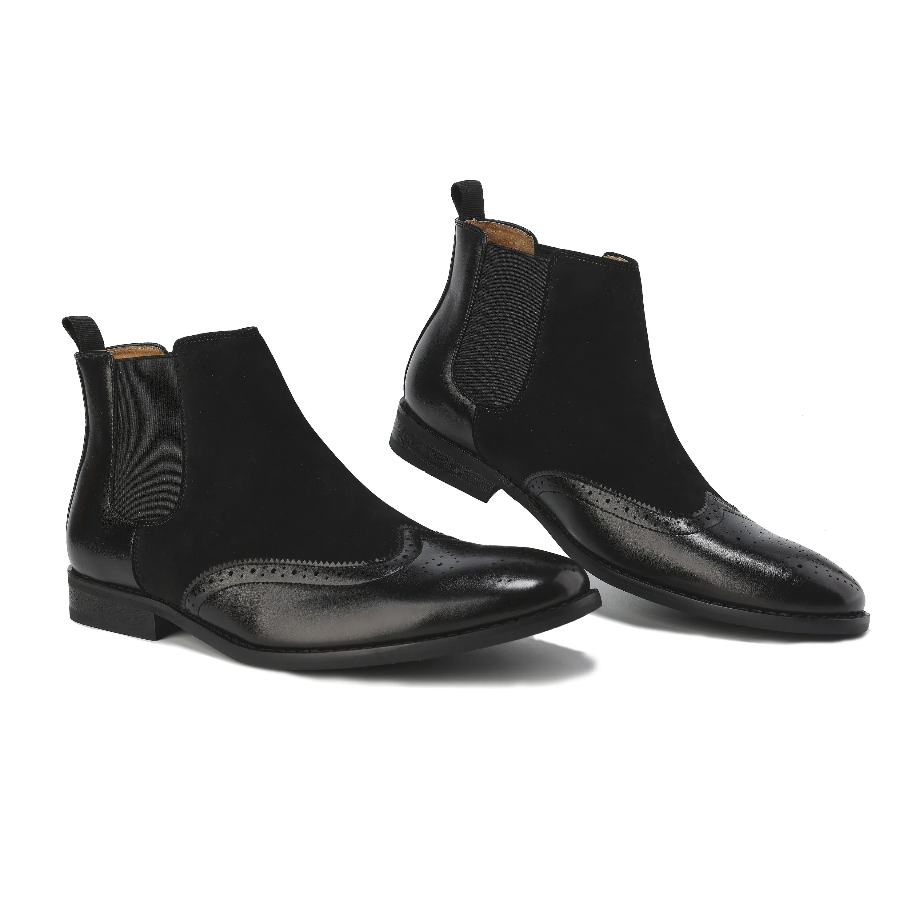 Gino Vitale Men's Wingtip Brogue Two-Tone Chelsea Boots  