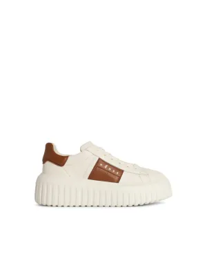 'H Stripes' Ivory Leather Sneakers