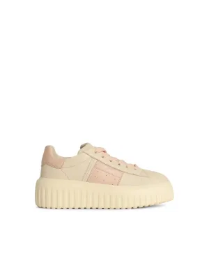 'H Stripes' Ivory Leather Sneakers