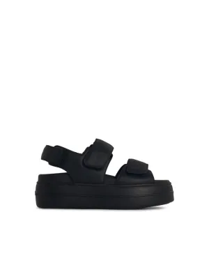 H680' Black Leather Sandals