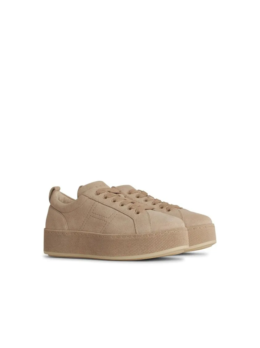 H681' Beige Leather Sneakers