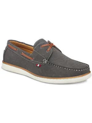 HARBOR Mens Faux Leather Lace up Boat Shoes