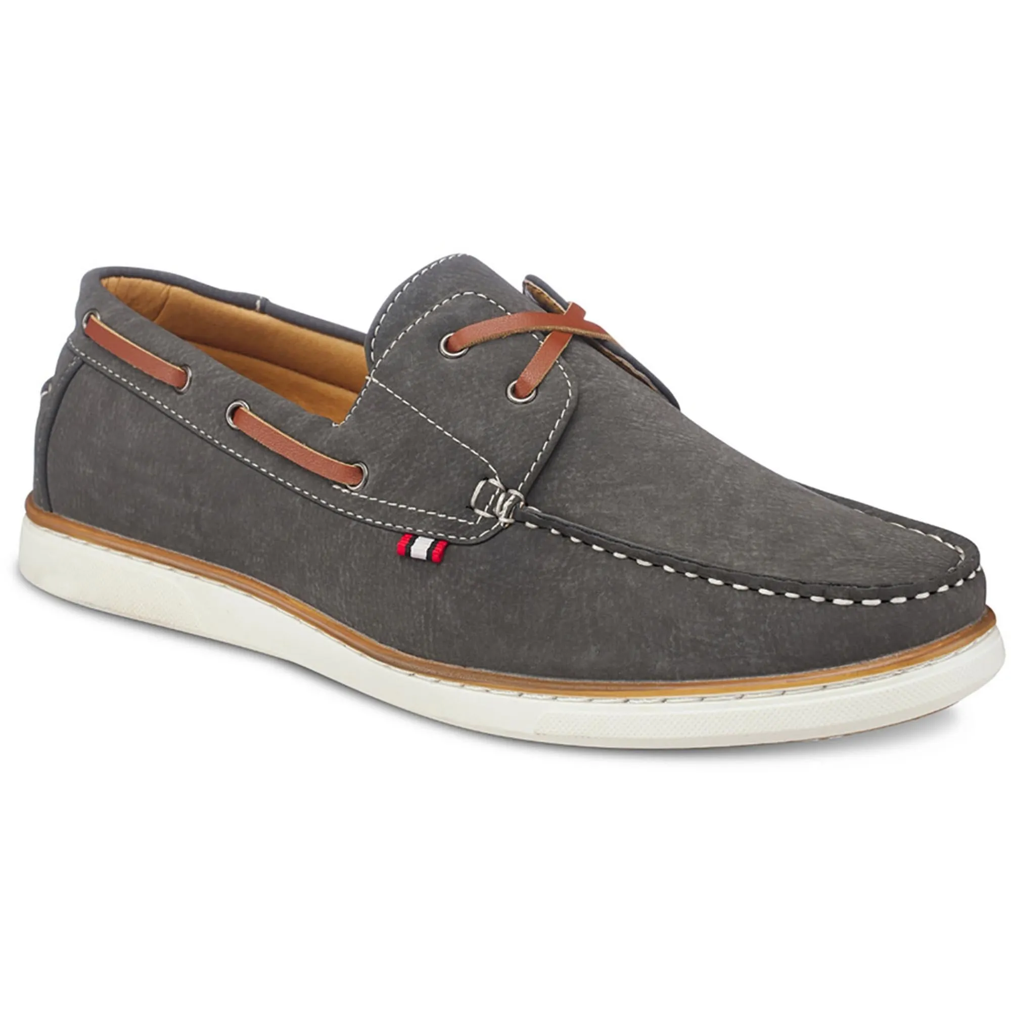 HARBOR Mens Faux Leather Lace up Boat Shoes