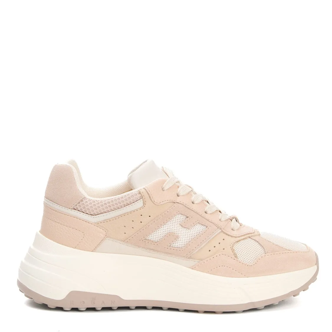 Hi Fi Bimaterial Beige Suede Sneakers