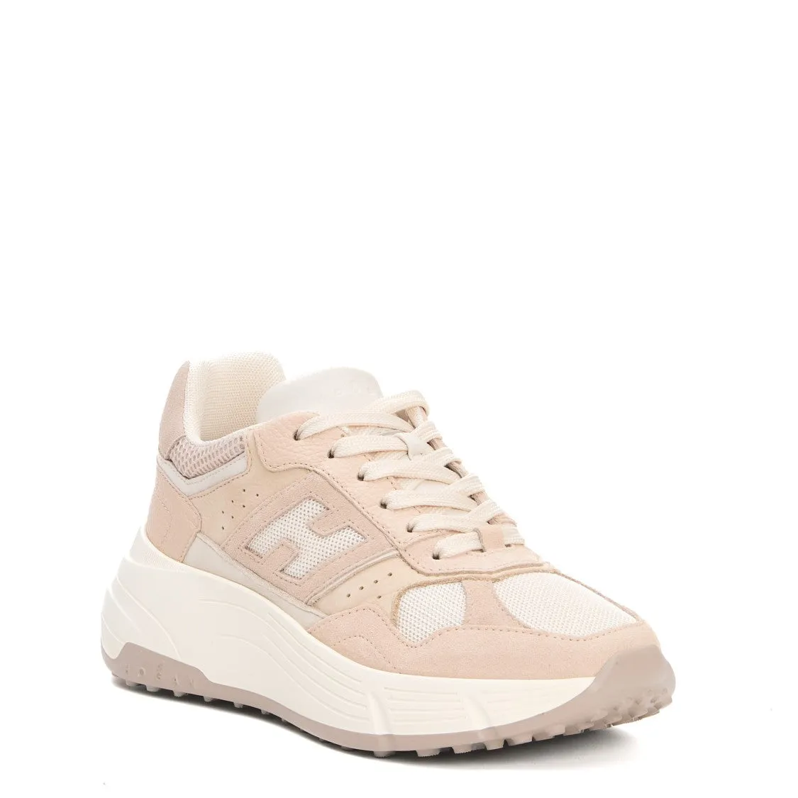 Hi Fi Bimaterial Beige Suede Sneakers