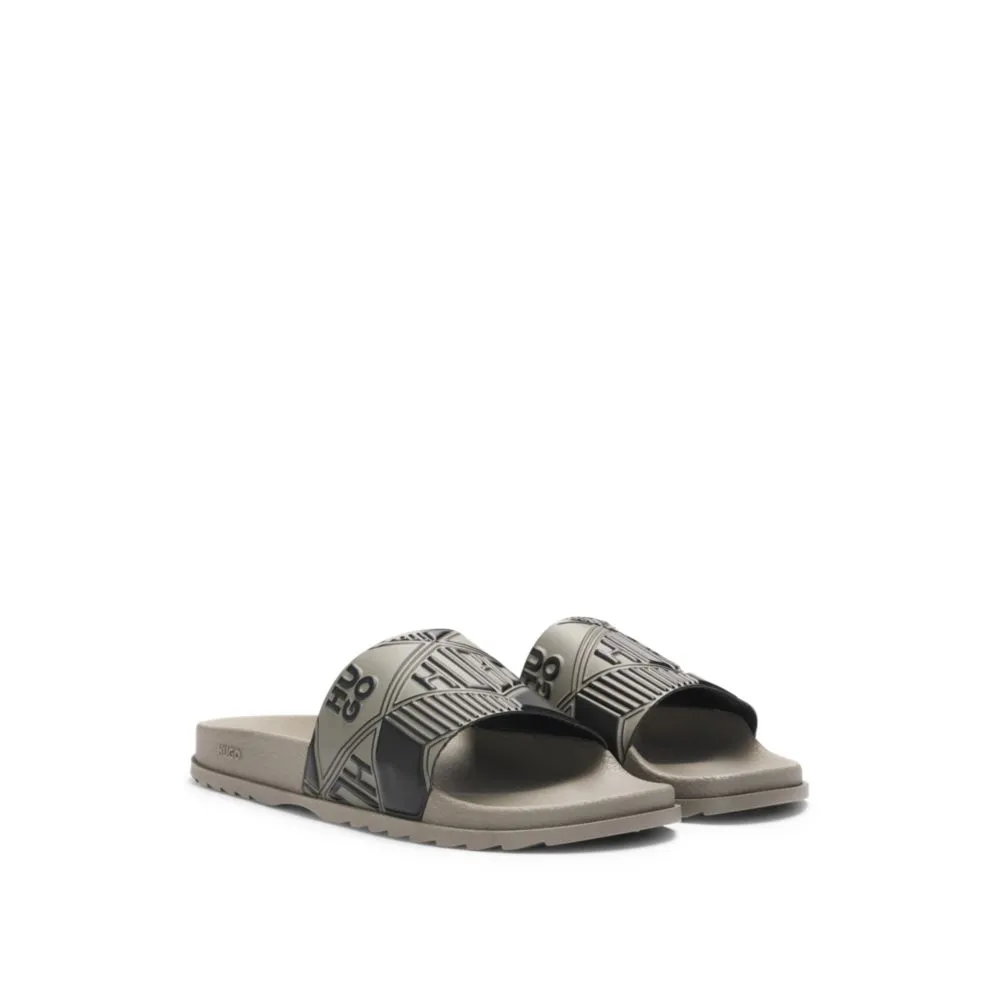 Italian-made slides with mixed logos