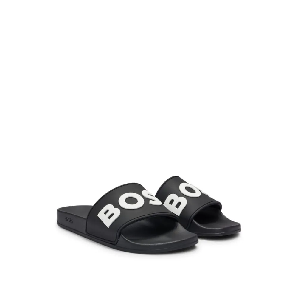 Italian-made slides with raised logo
