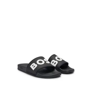 Italian-made slides with raised logo