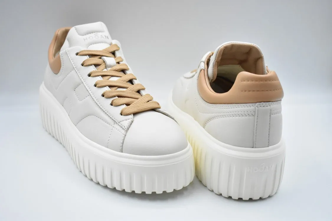 Ivory Sneakers With Platform Sole And Rounded Toe