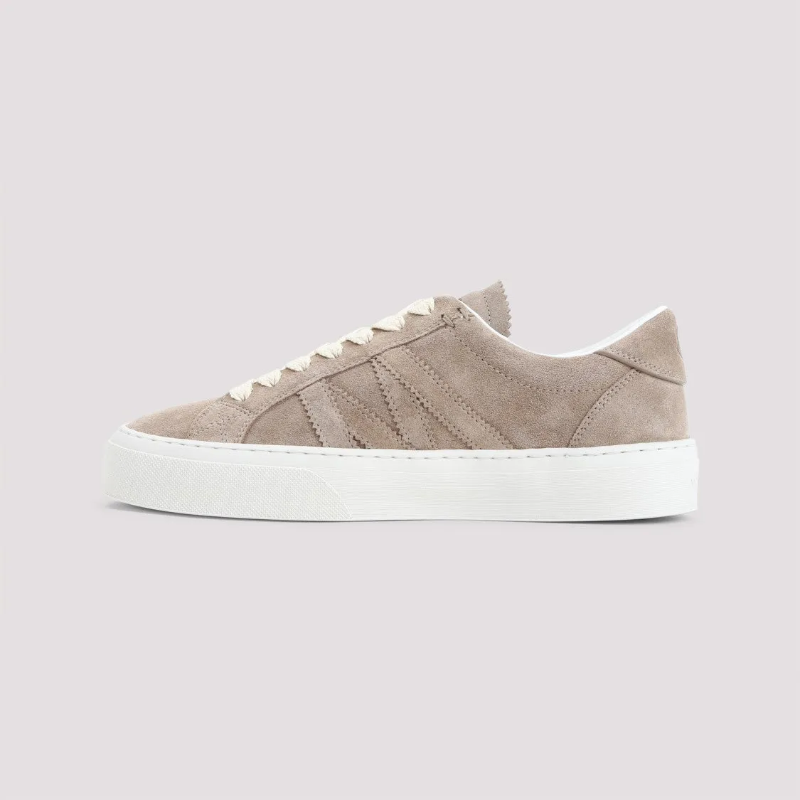 Light Beige Suede Leather Monaco2 Low Top Sneakers