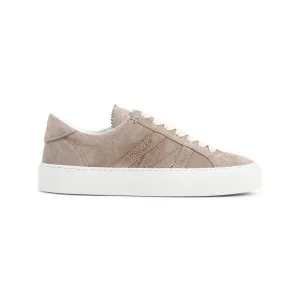 Light Beige Suede Leather Monaco2 Low Top Sneakers