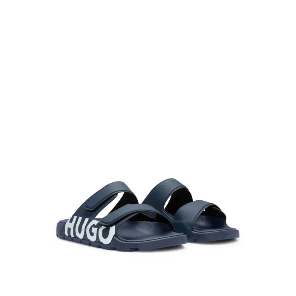 Logo sandals with double touch-closure straps