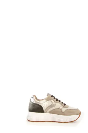 Luxurious Leather And Suede Sneakers With Gold Accents And Comfortable Eva Sole