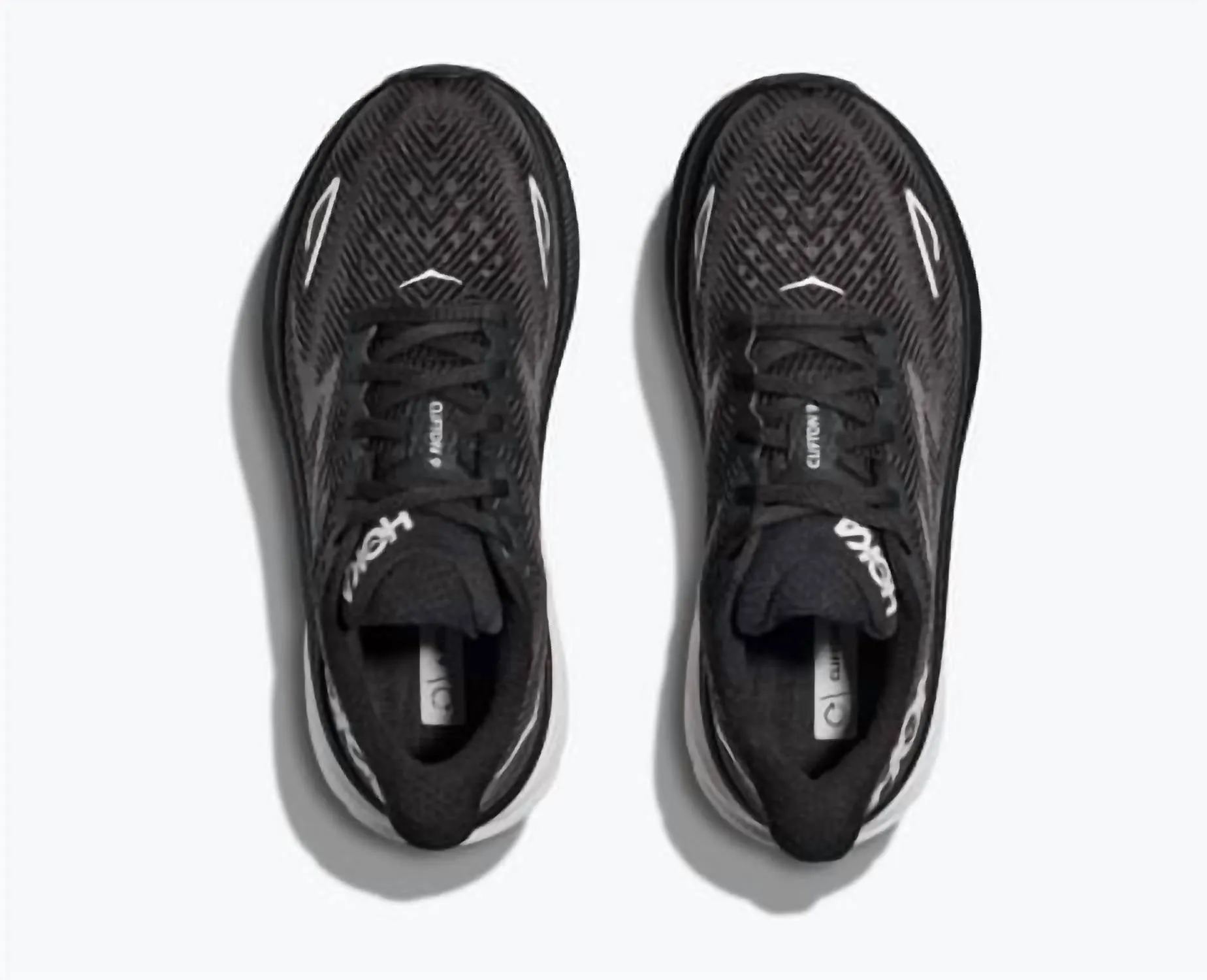 Men's Clifton 9 Running Shoes In Black/white