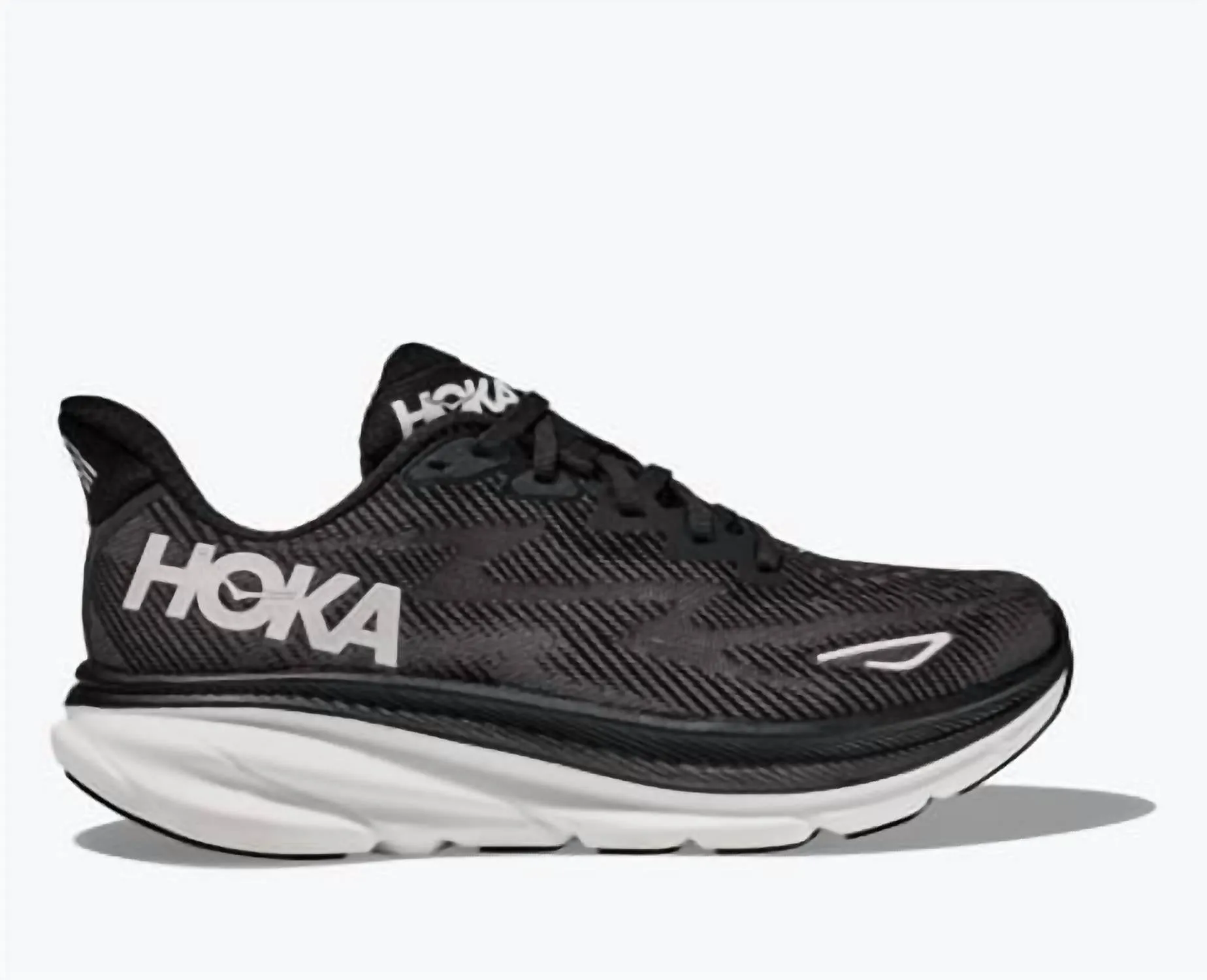 Men's Clifton 9 Running Shoes In Black/white