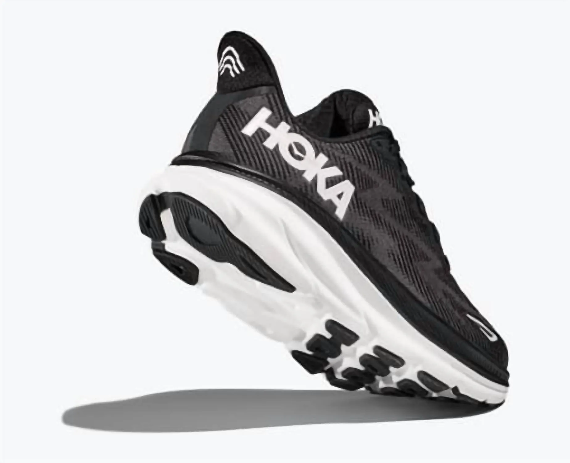 Men's Clifton 9 Running Shoes In Black/white