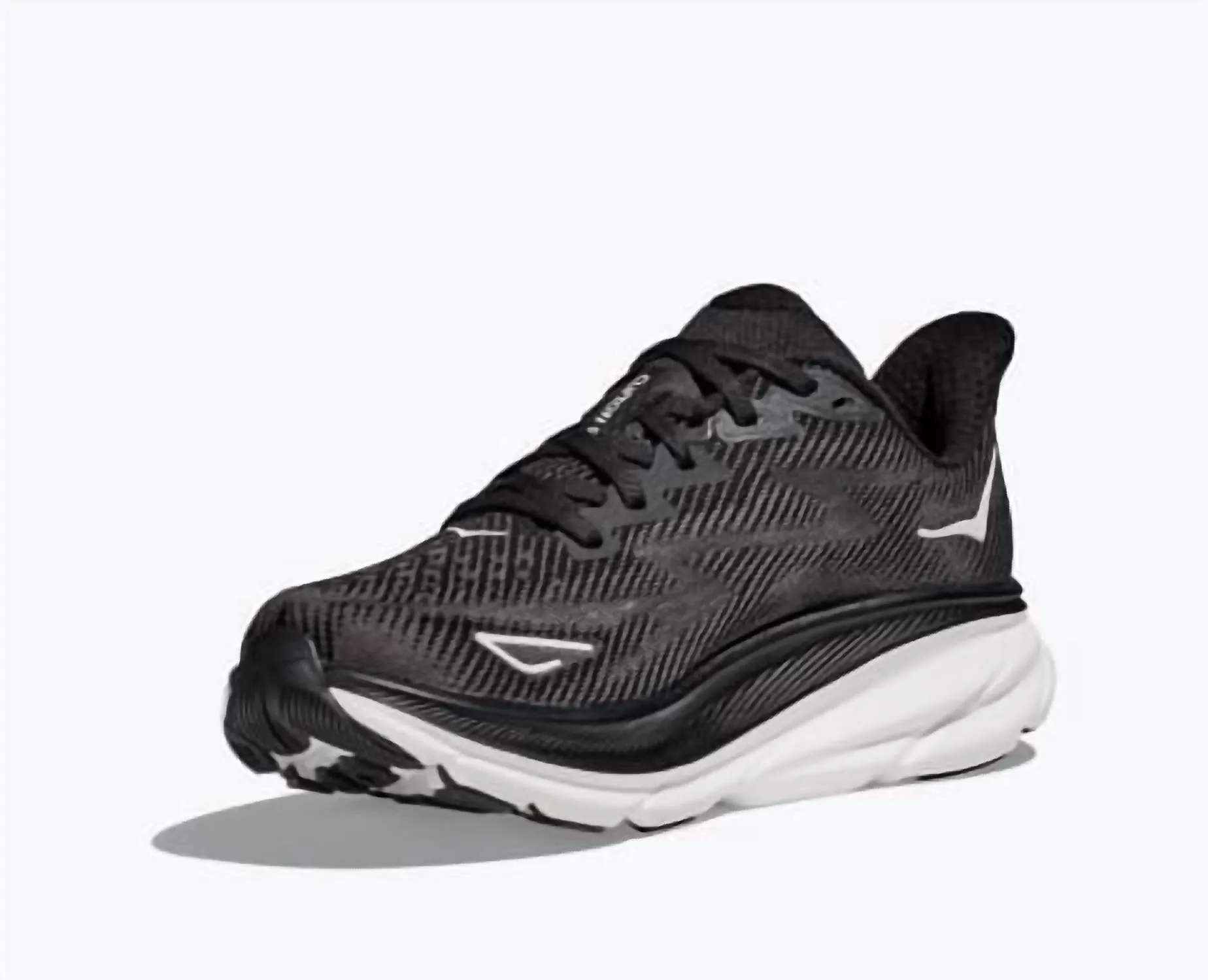 Men's Clifton 9 Running Shoes In Black/white