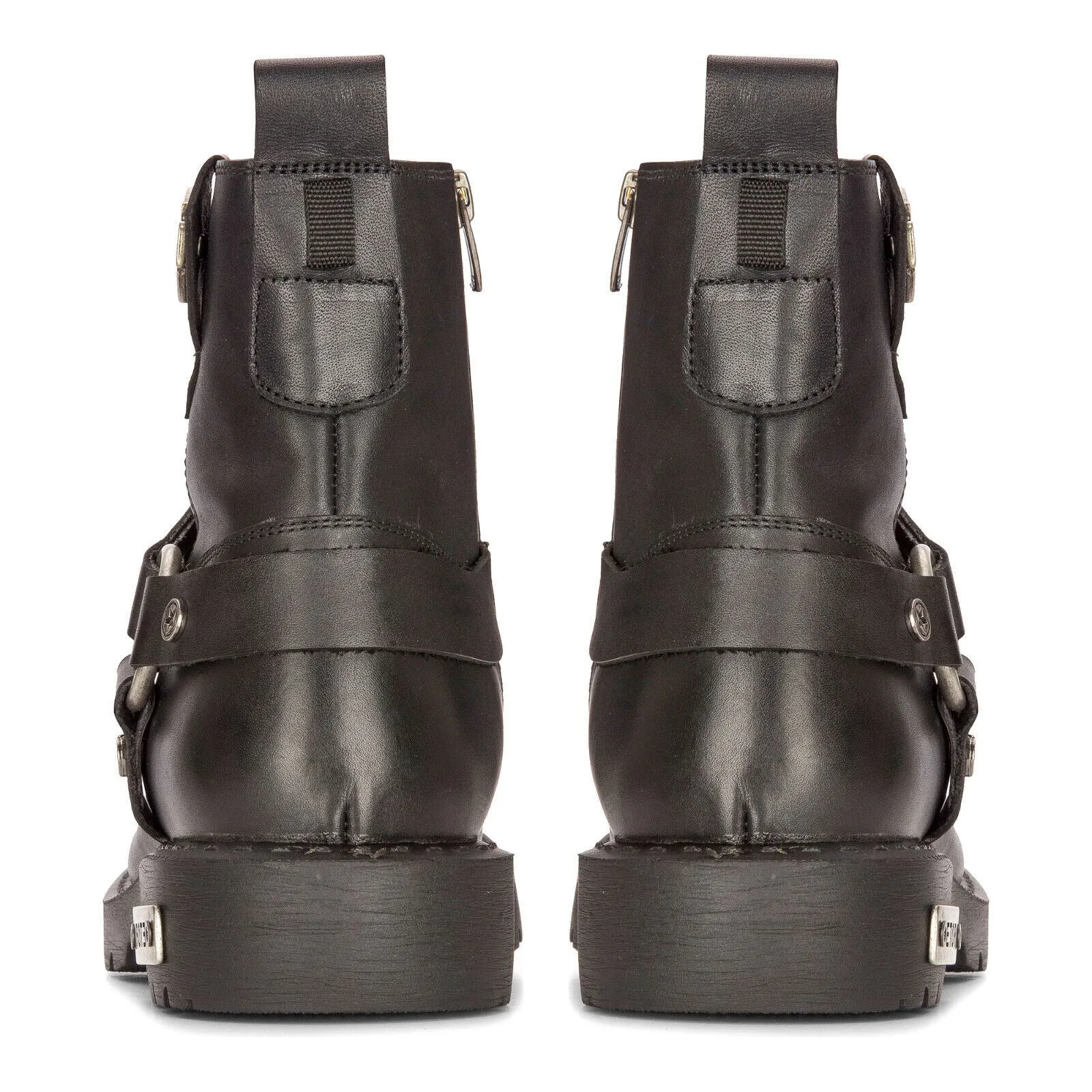 Men's Leather Military Boots Black Combat Biker Motorcycle Punk Western Boot