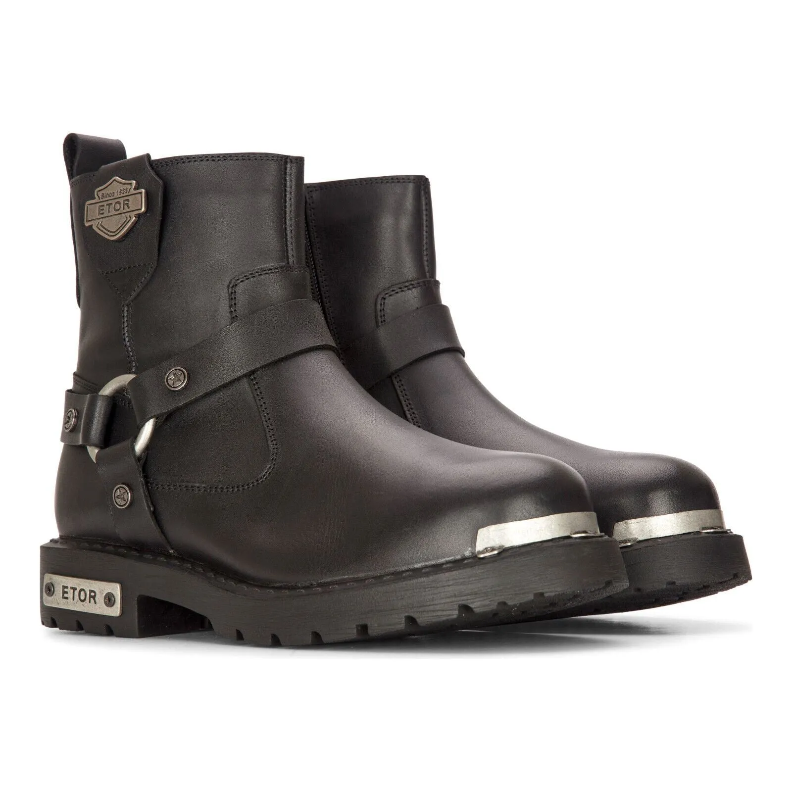 Men's Leather Military Boots Black Combat Biker Motorcycle Punk Western Boot