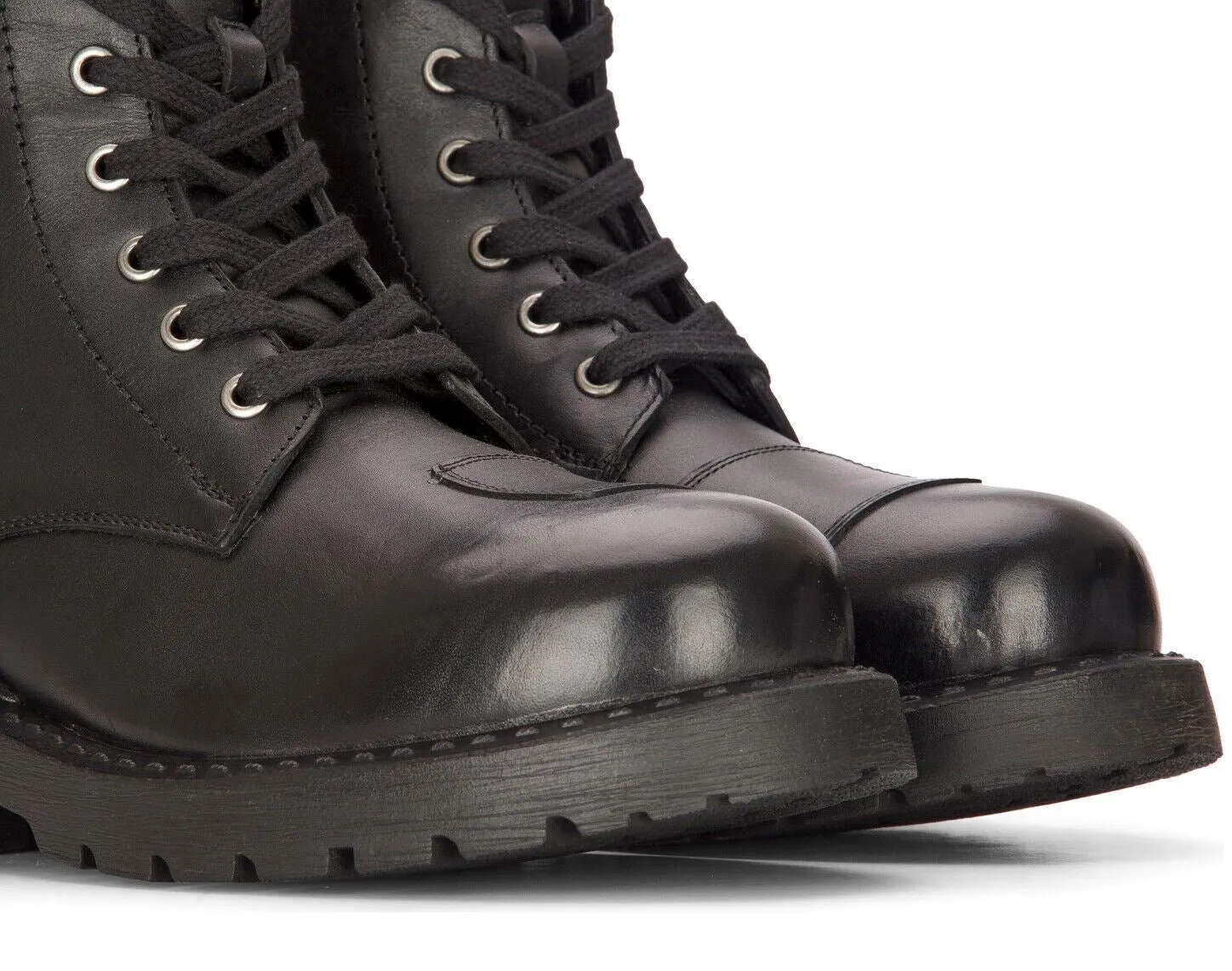 Men's Leather Military Boots Black Combat Biker Motorcycle Punk Western Boot