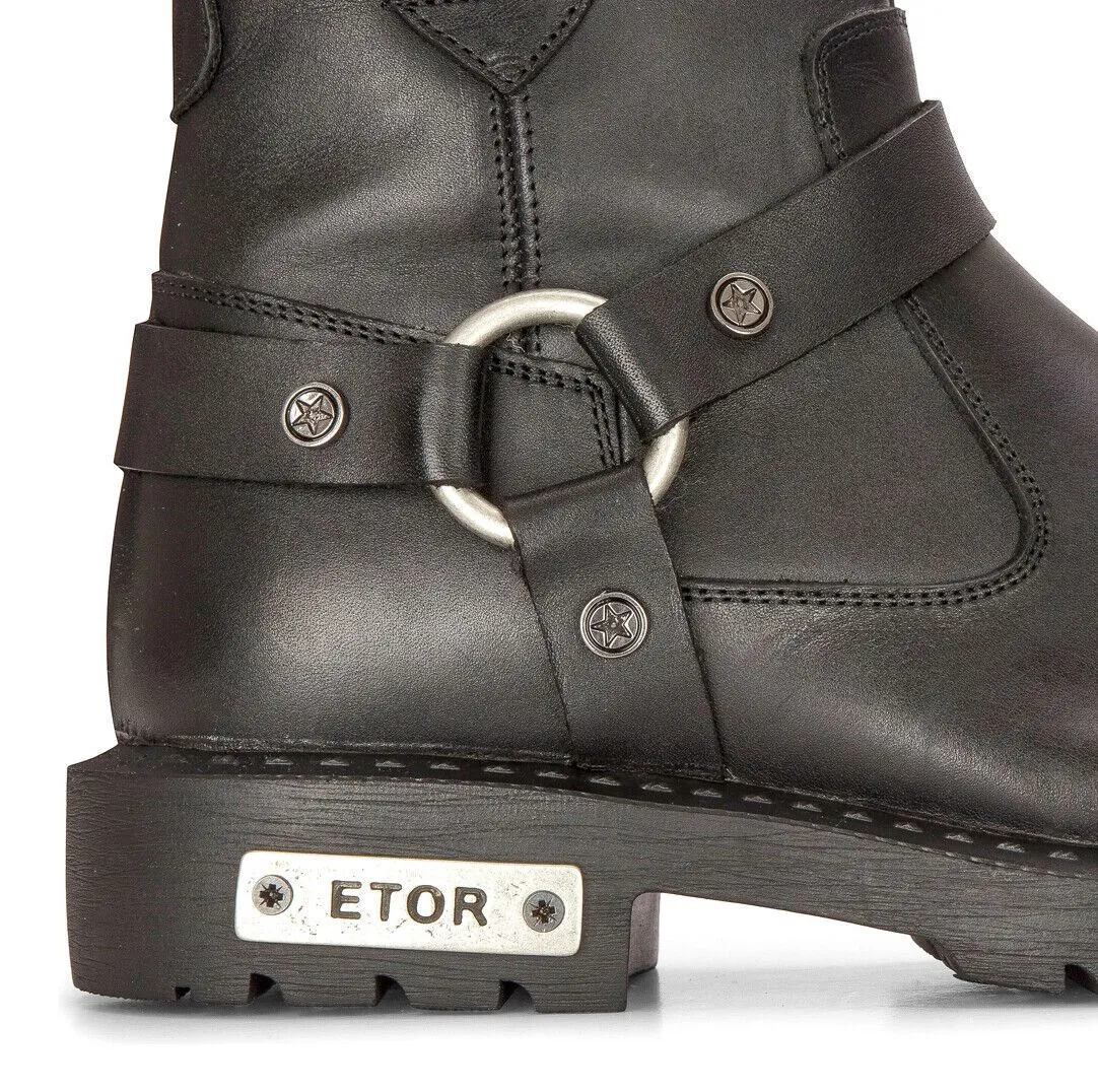 Men's Leather Military Boots Black Combat Biker Motorcycle Punk Western Boot