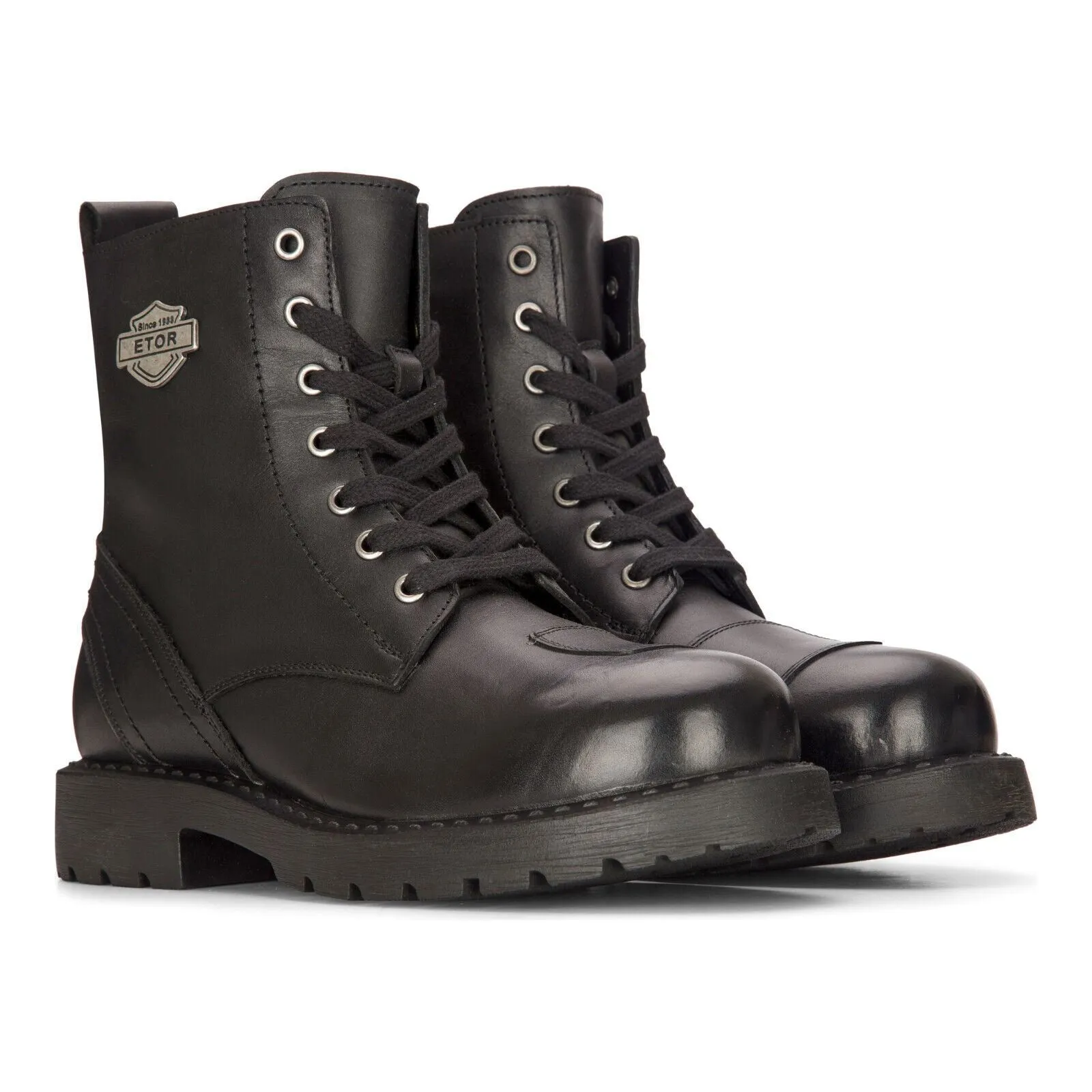 Men's Leather Military Boots Black Combat Biker Motorcycle Punk Western Boot