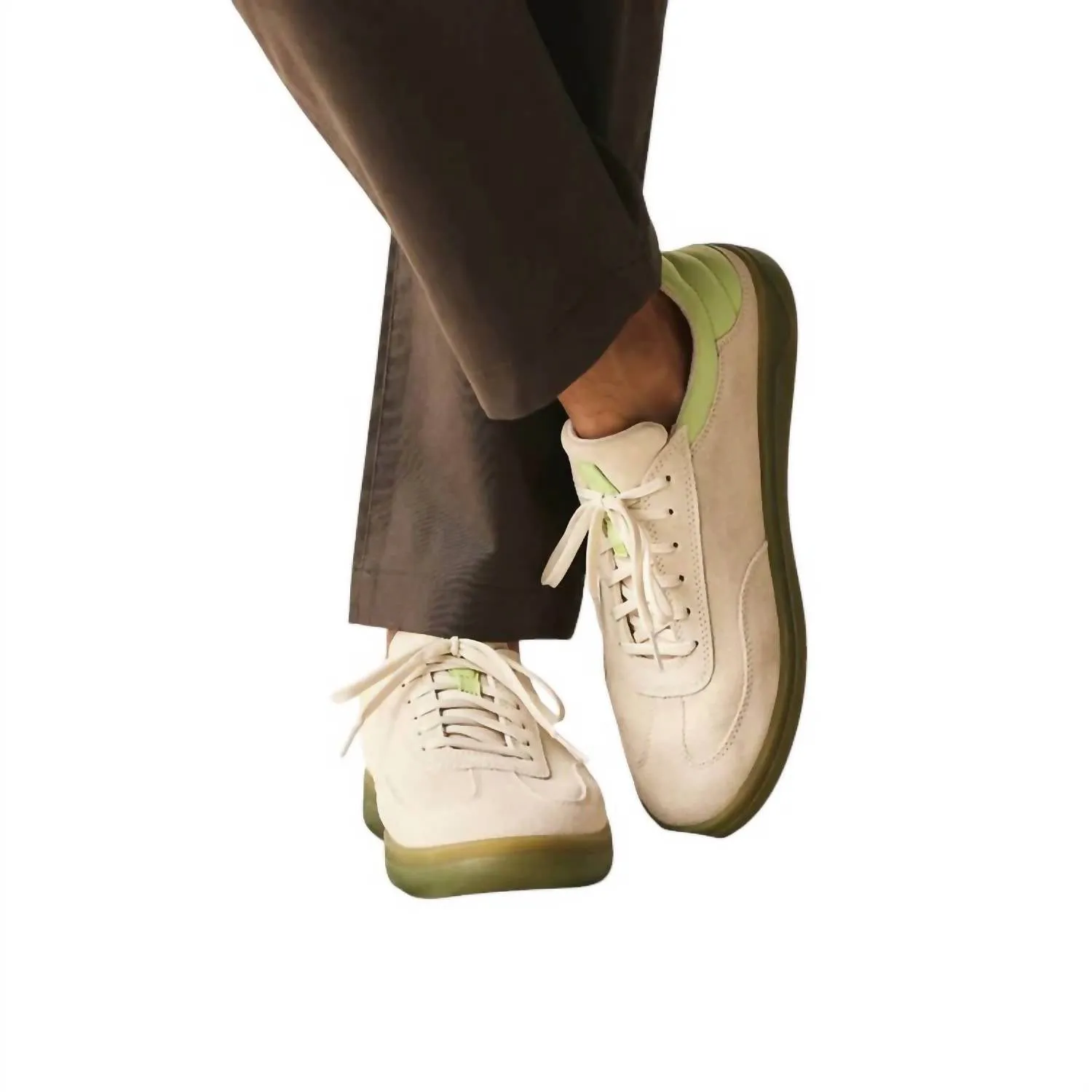 Men's Punini Suede Sneakers In Bone/sprout