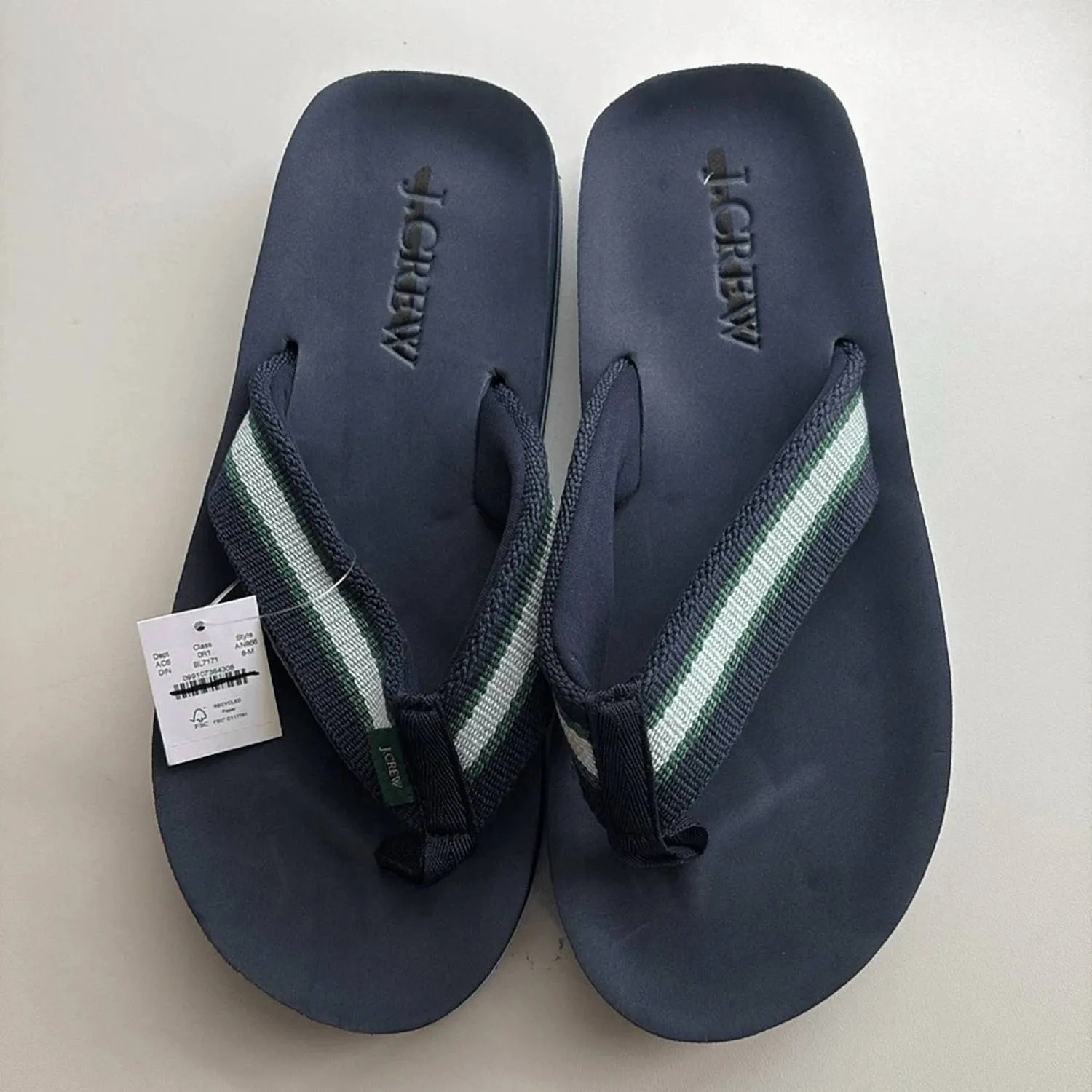 Men's Striped Flip Flops In Navy