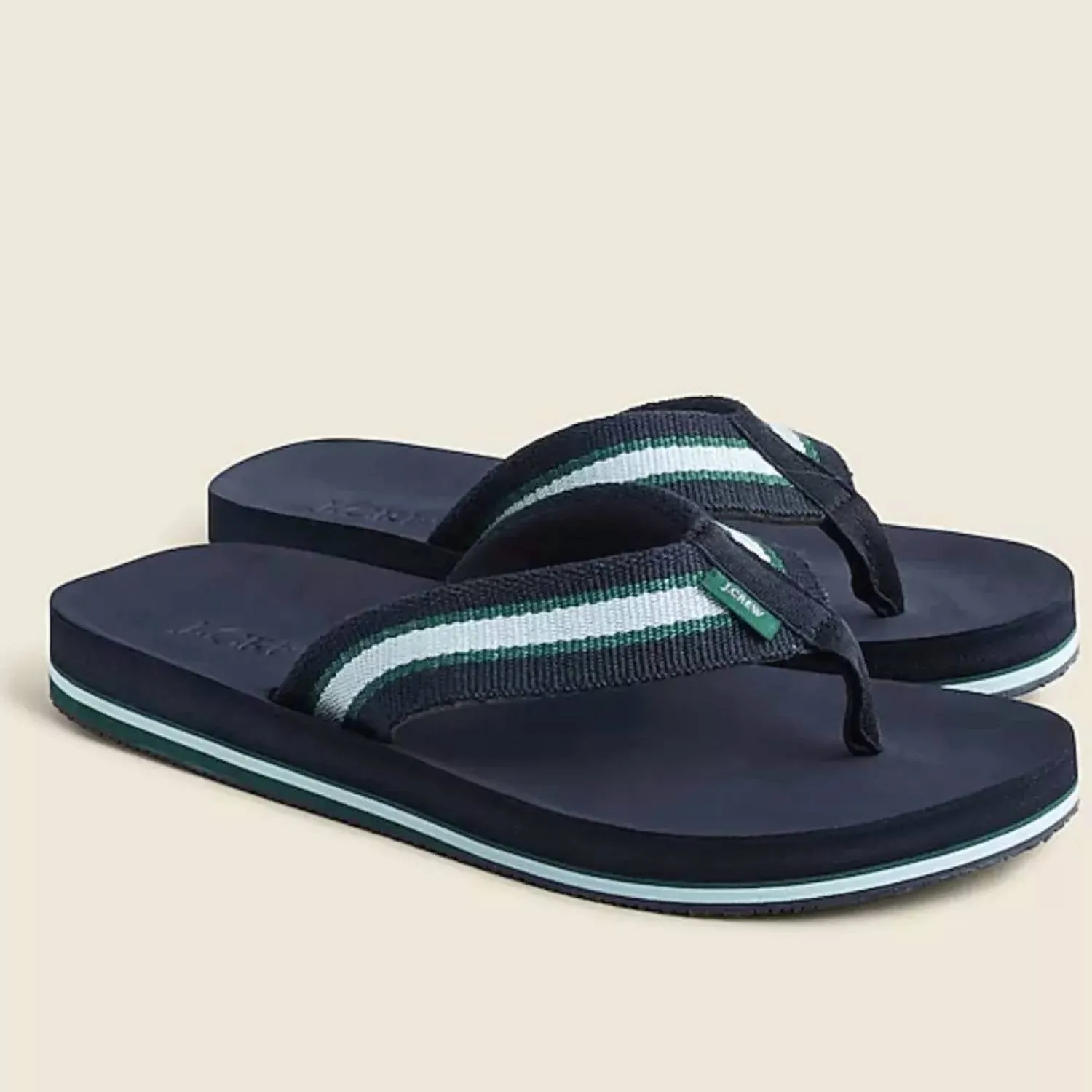Men's Striped Flip Flops In Navy