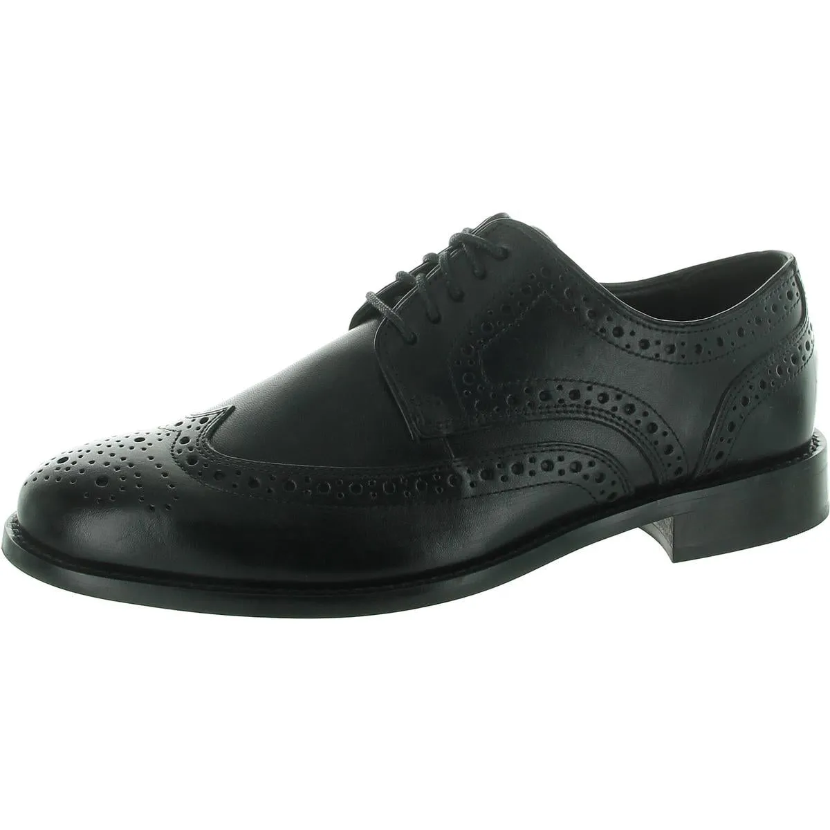 Nelson Mens Leather Wingtip Derby Shoes