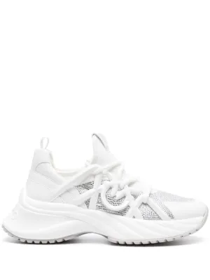 Panelled Design Scuba Jersey And Calf Leather Sneakers