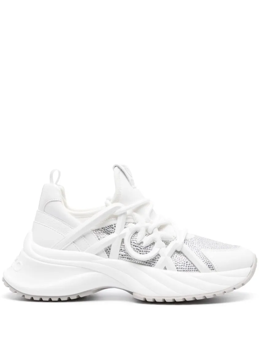 Panelled Design Scuba Jersey And Calf Leather Sneakers