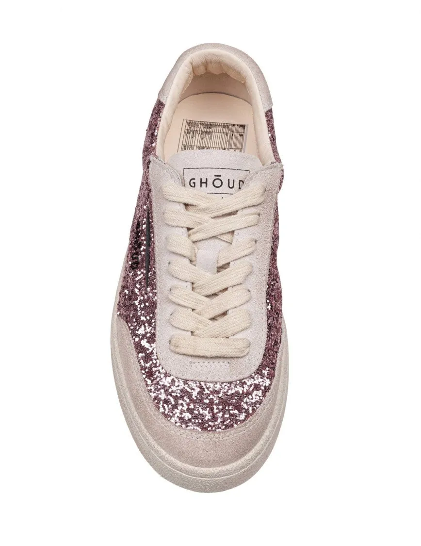 Pink Lido Suede And Glitter Sneakers