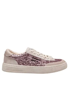 Pink Lido Suede And Glitter Sneakers