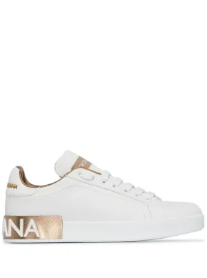 Portofino' White And Gold Low Top Sneakers