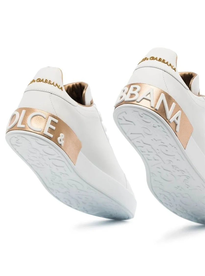 Portofino' White And Gold Low Top Sneakers