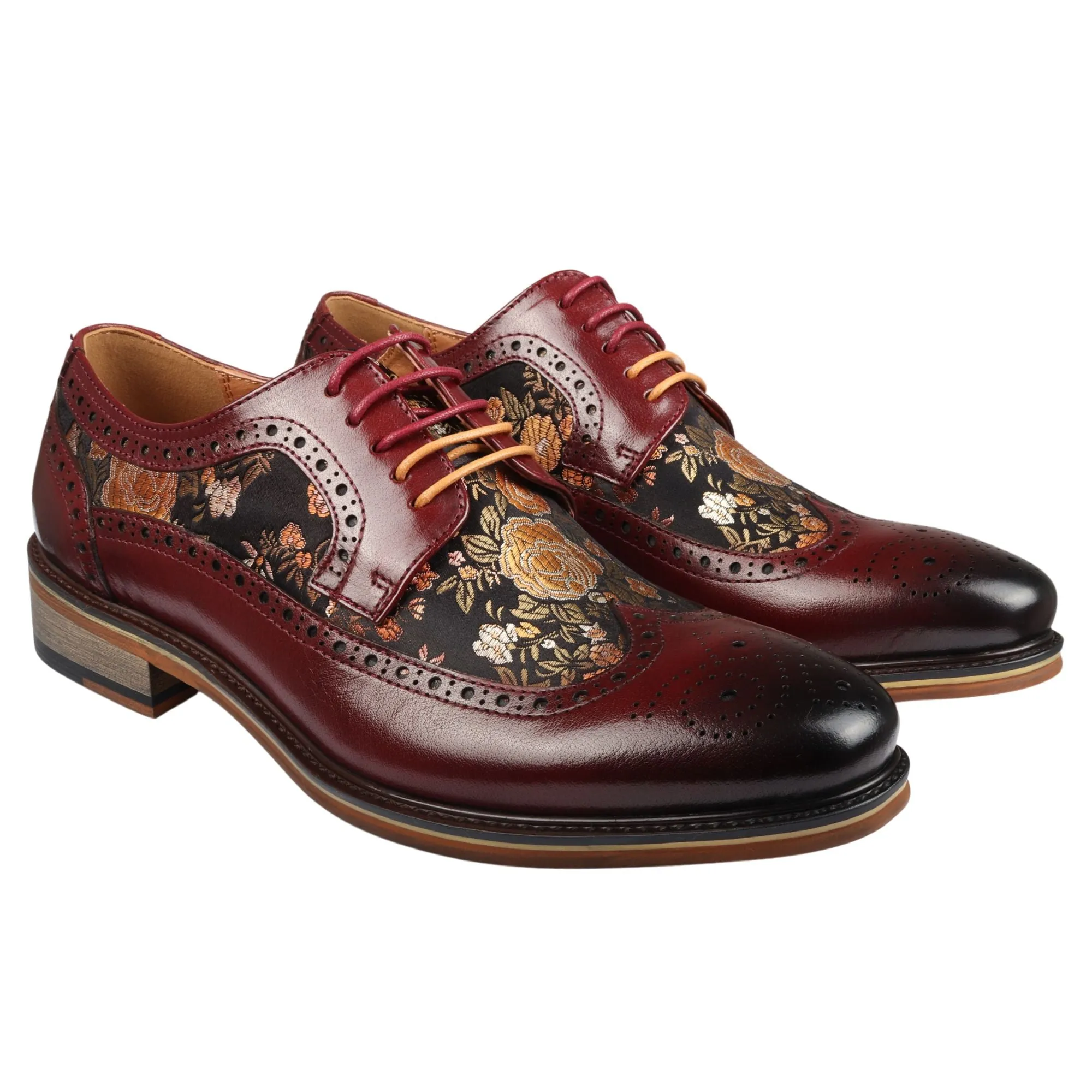 Ross Floral Print Leather Brogue Shoes