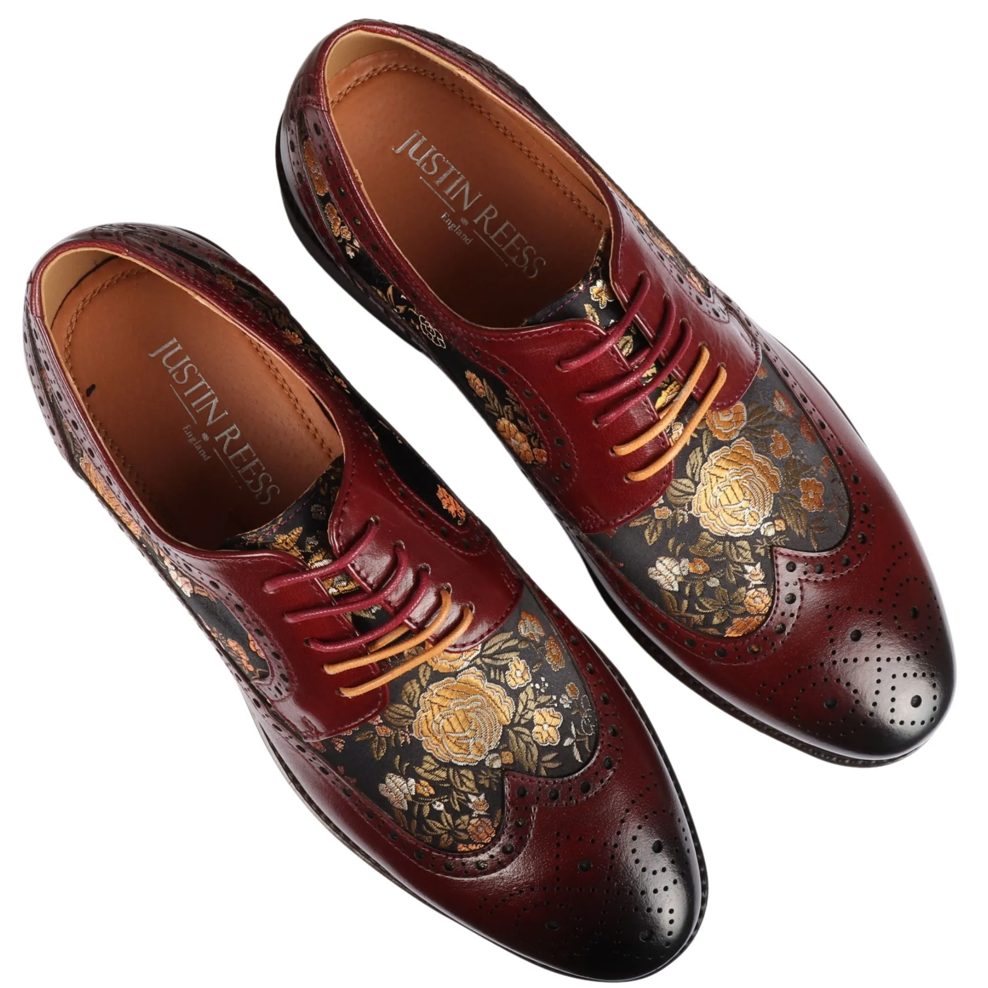 Ross Floral Print Leather Brogue Shoes