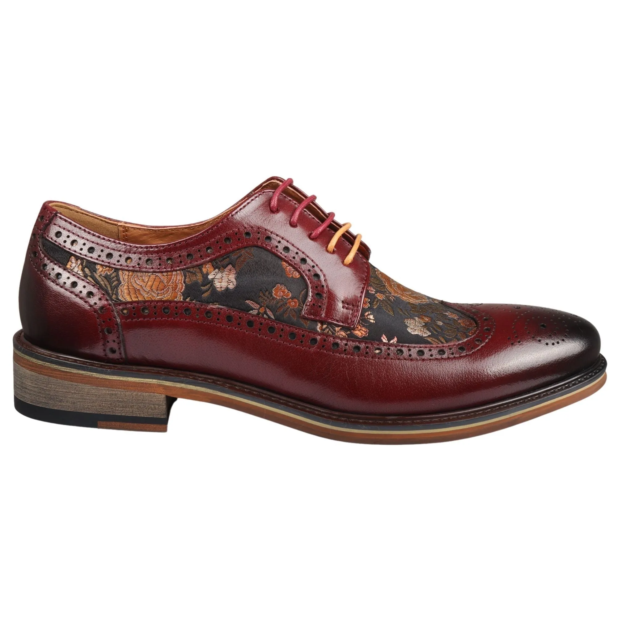 Ross Floral Print Leather Brogue Shoes