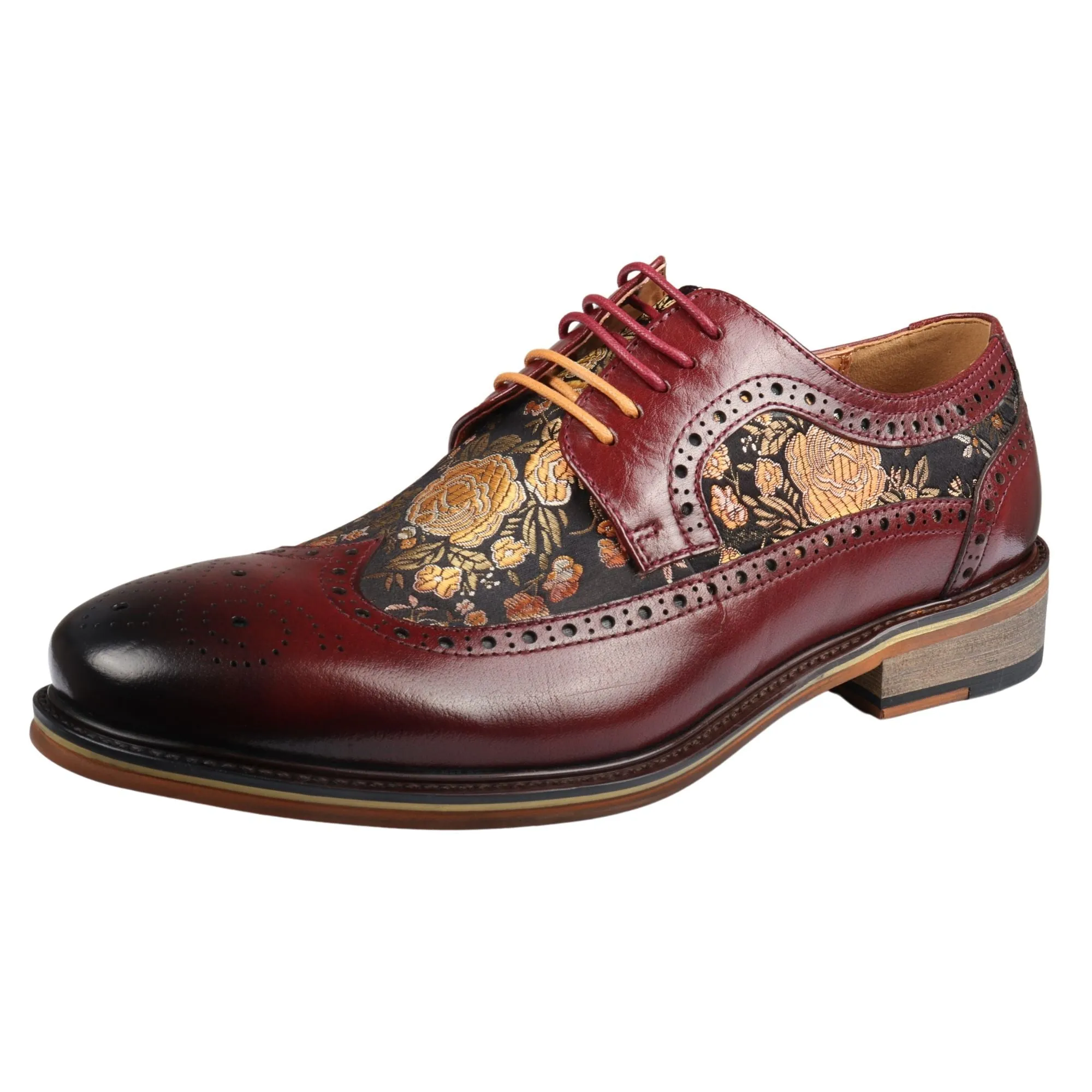 Ross Floral Print Leather Brogue Shoes