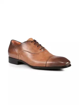 Salem Leather Cap-Toe Oxfords In Brown