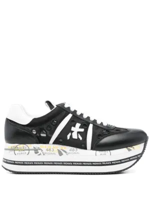 Sporty Black Sneakers With White Accents