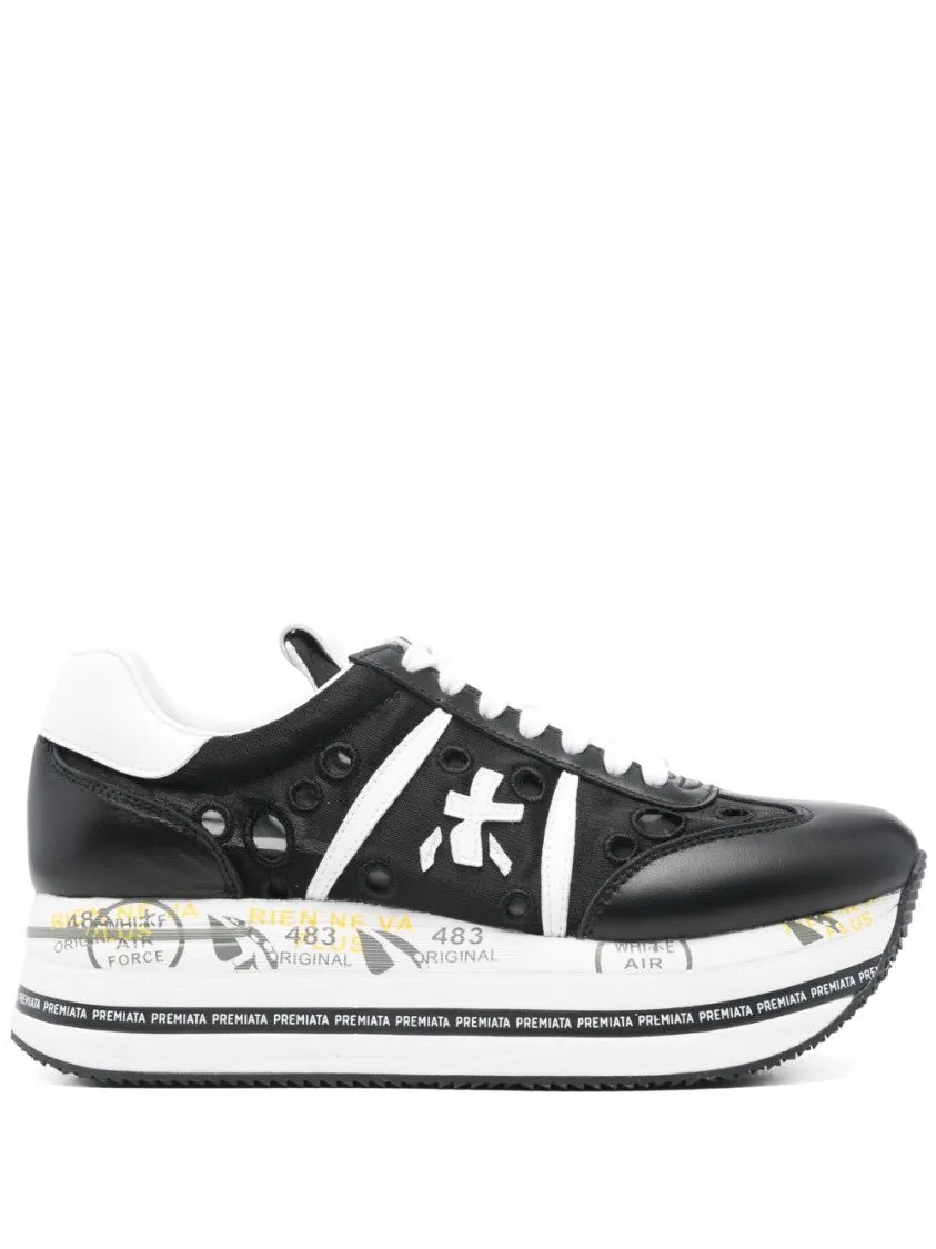 Sporty Black Sneakers With White Accents