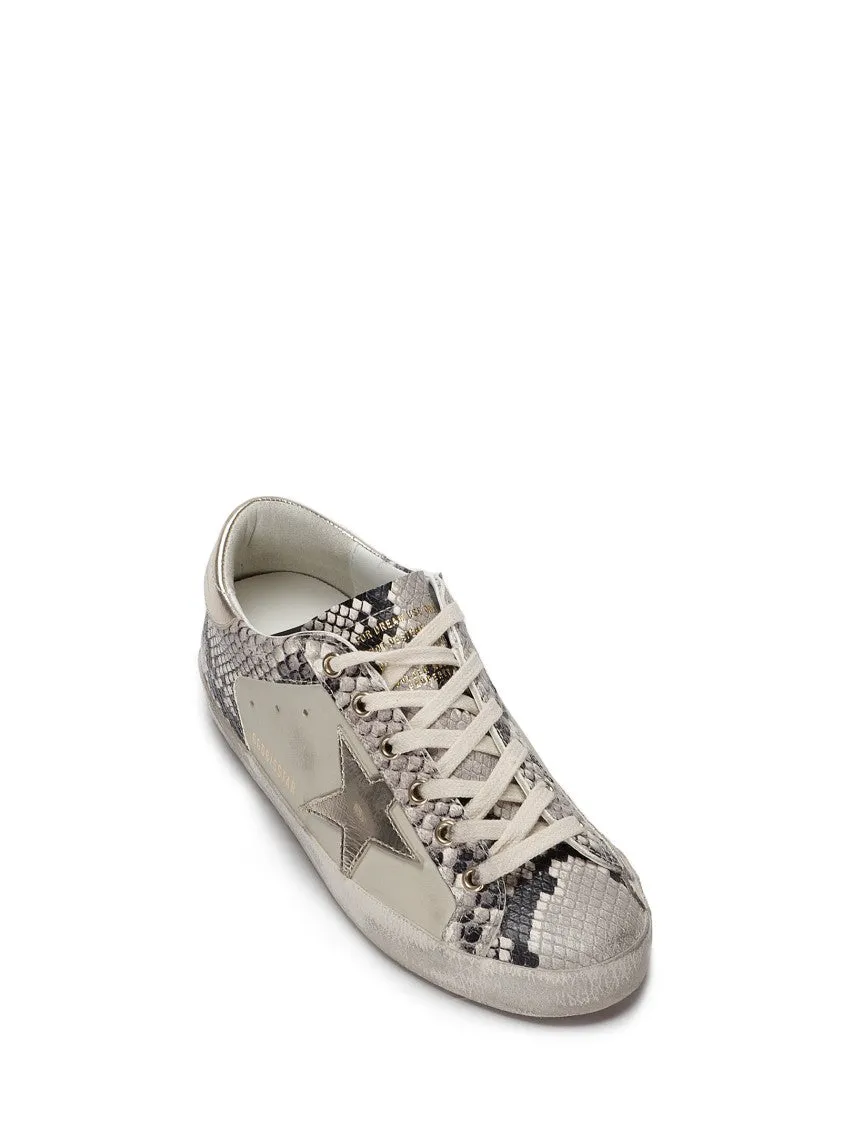 Super Star Leather/Python Print Leather Sneakers