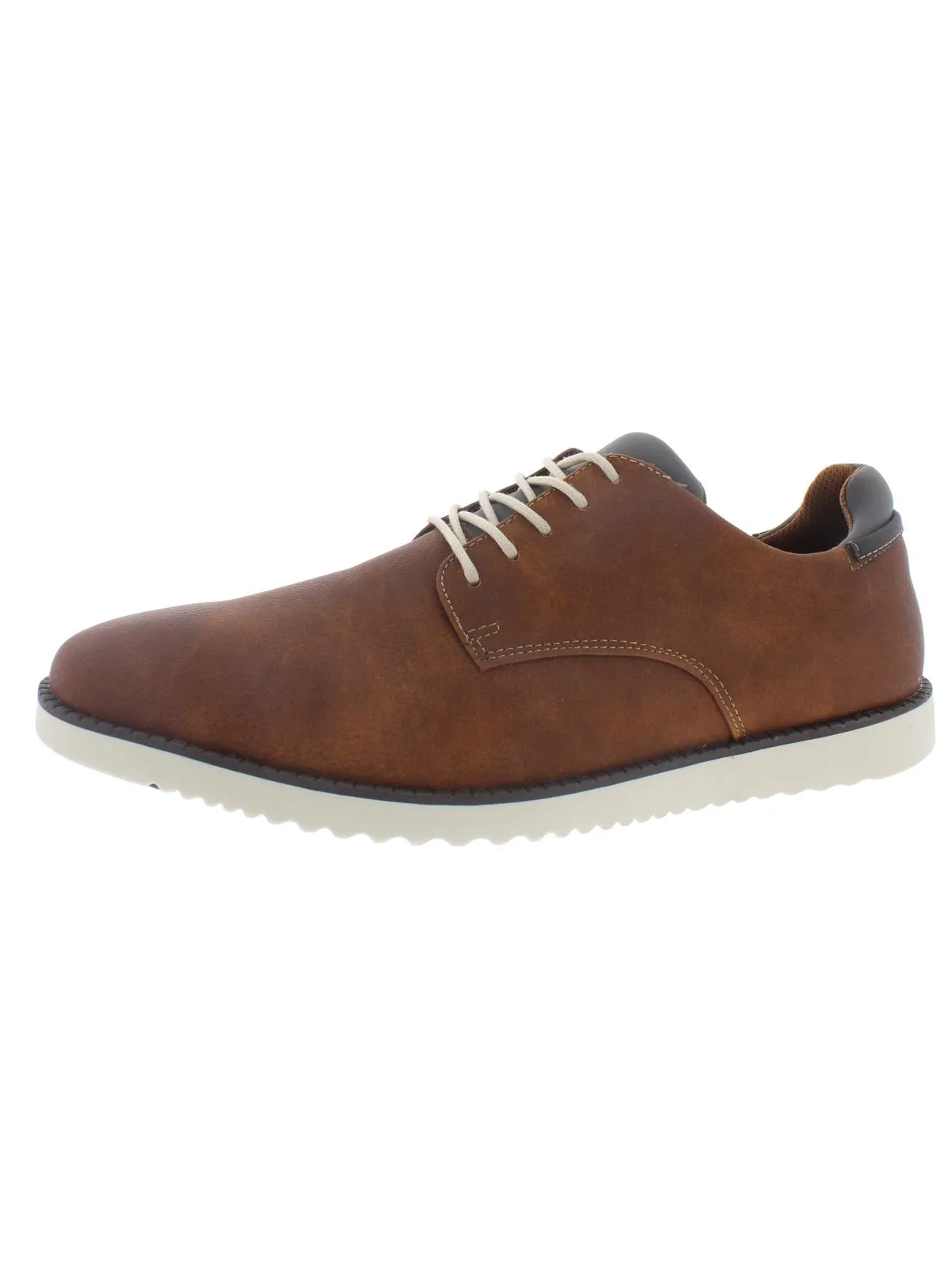 Sync Mens Faux Leather Lace-Up Oxfords