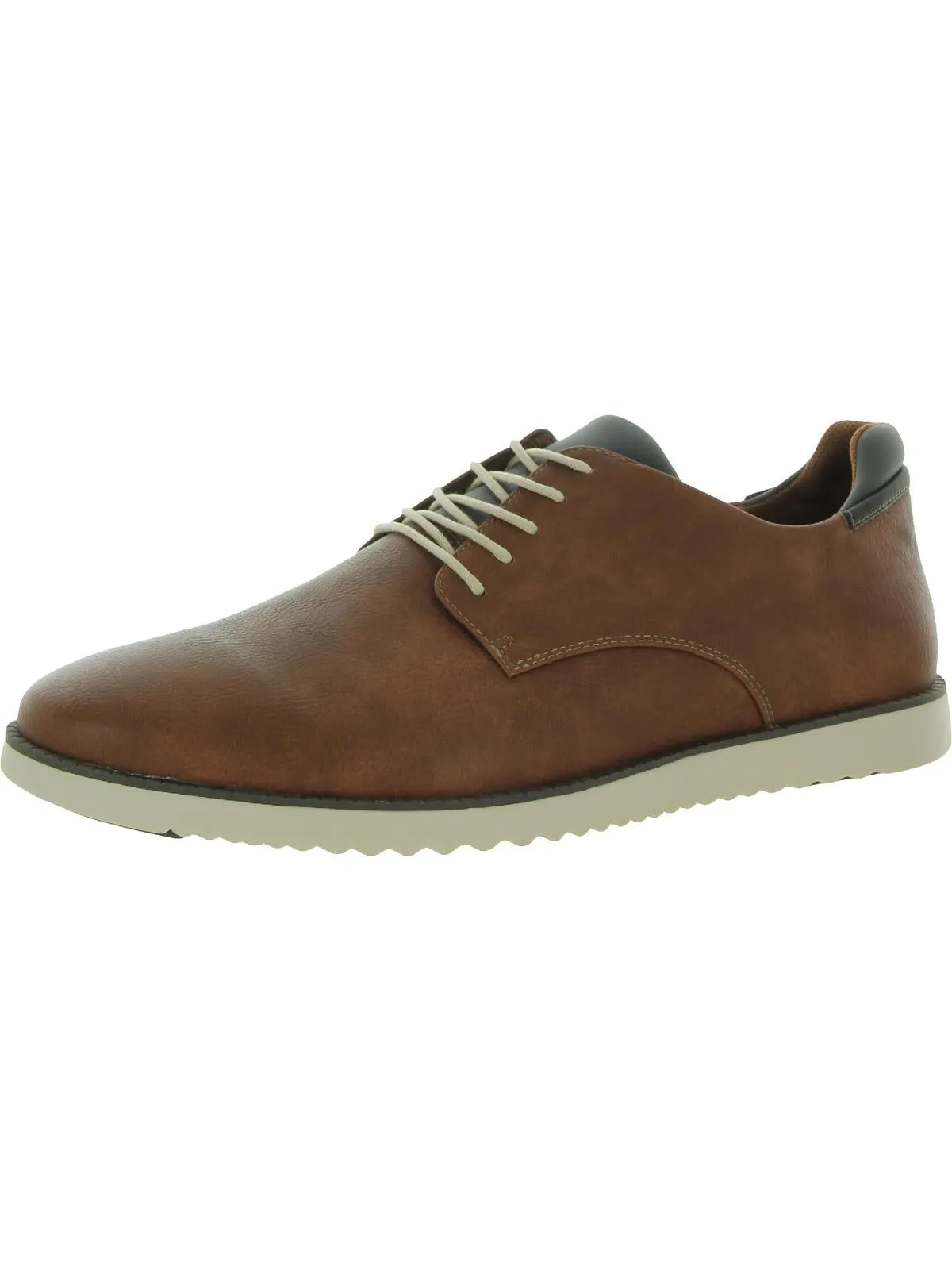 Sync Mens Faux Leather Lace-Up Oxfords