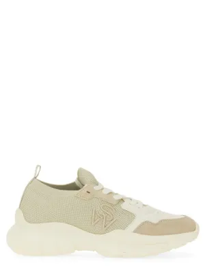 Textured Mesh And Leather Sneakers With Chunky Sole