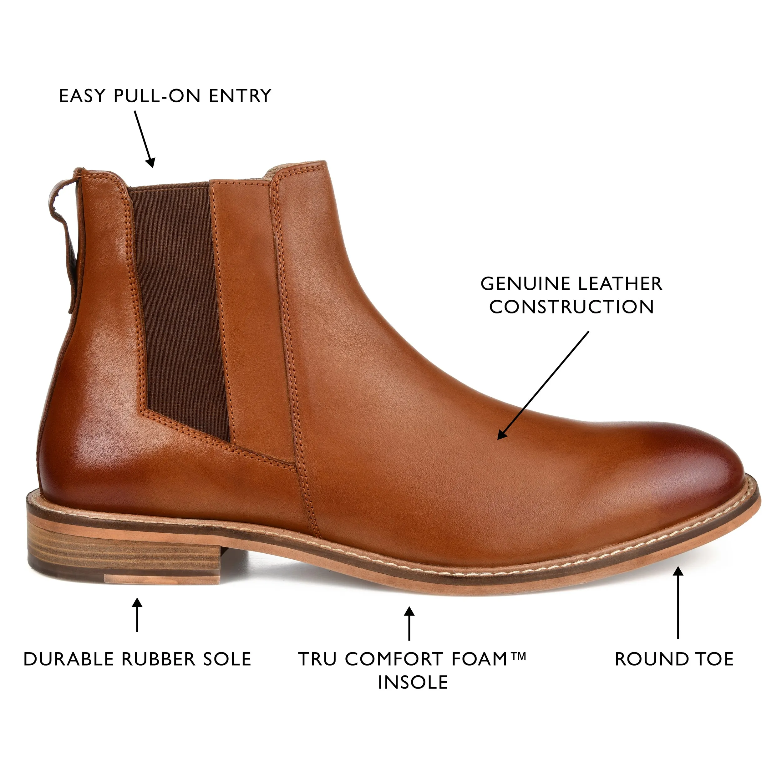 Thomas & Vine Corbin Wide Width Plain Toe Chelsea Boot
