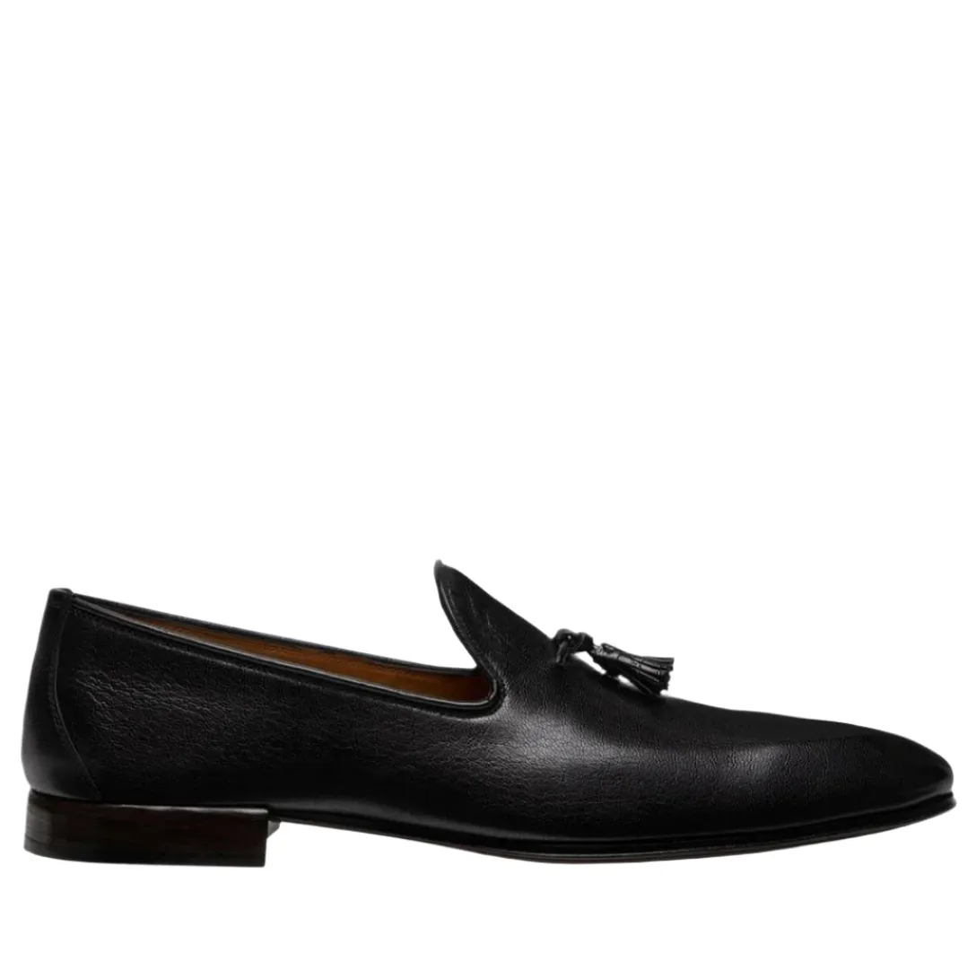 Tom Ford Mens Grain Leather Bailey Tassel Slippers in Black